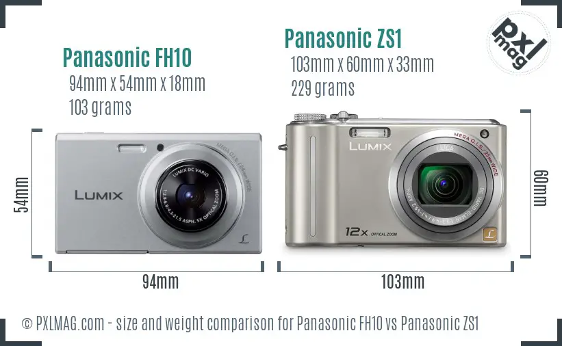 Panasonic FH10 vs Panasonic ZS1 size comparison