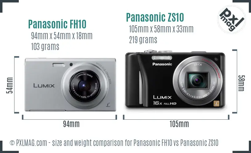 Panasonic FH10 vs Panasonic ZS10 size comparison