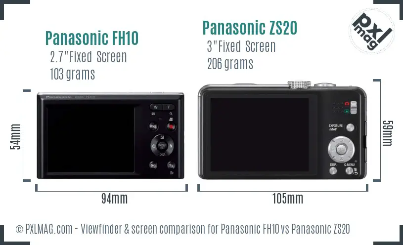 Panasonic FH10 vs Panasonic ZS20 Screen and Viewfinder comparison