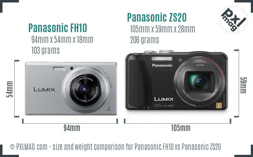 Panasonic FH10 vs Panasonic ZS20 size comparison