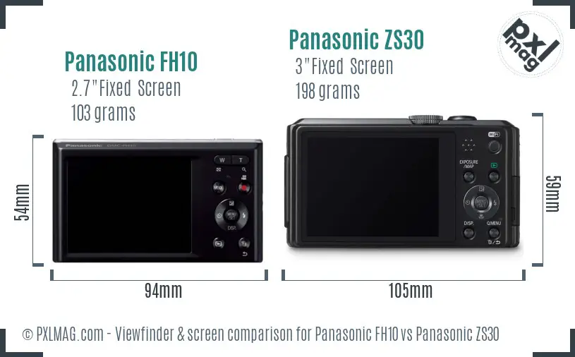 Panasonic FH10 vs Panasonic ZS30 Screen and Viewfinder comparison