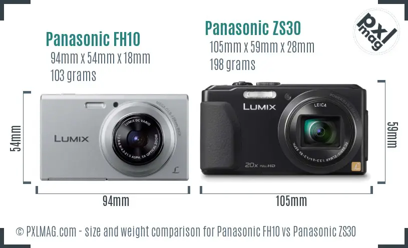 Panasonic FH10 vs Panasonic ZS30 size comparison