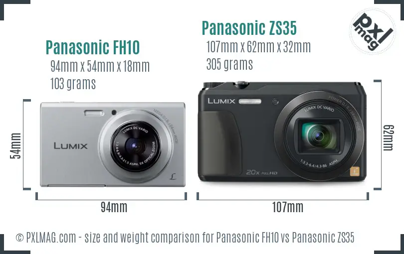 Panasonic FH10 vs Panasonic ZS35 size comparison