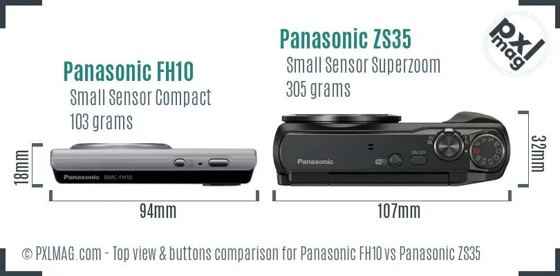 Panasonic FH10 vs Panasonic ZS35 top view buttons comparison