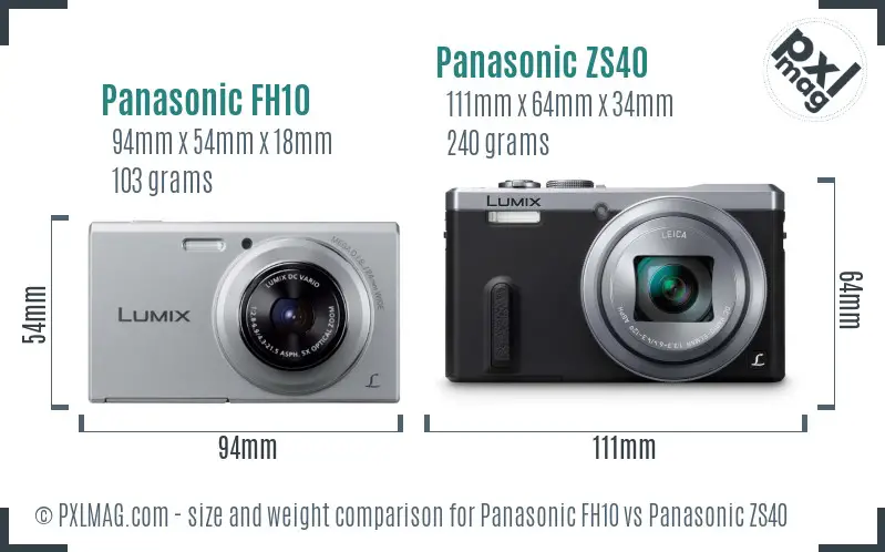 Panasonic FH10 vs Panasonic ZS40 size comparison