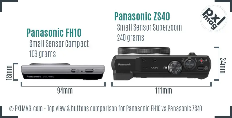 Panasonic FH10 vs Panasonic ZS40 top view buttons comparison