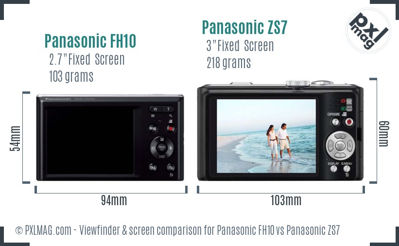 Panasonic FH10 vs Panasonic ZS7 Screen and Viewfinder comparison