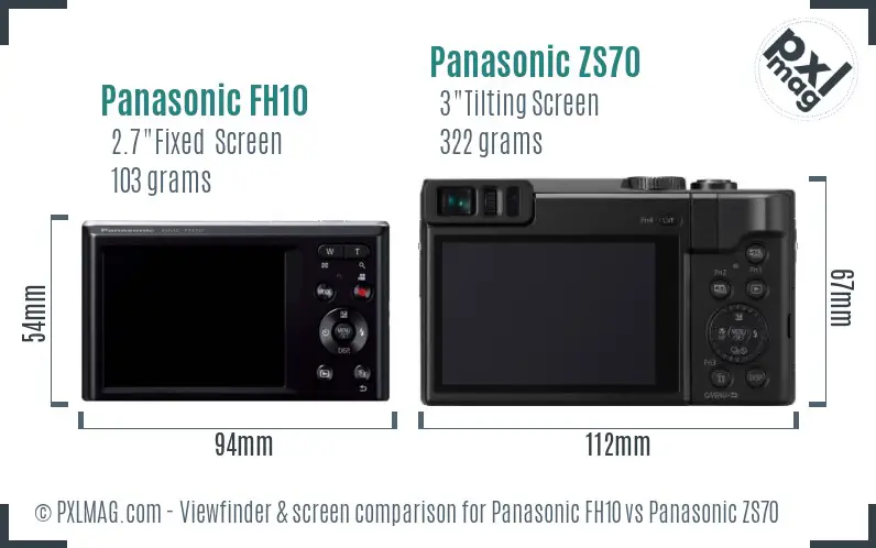 Panasonic FH10 vs Panasonic ZS70 Screen and Viewfinder comparison