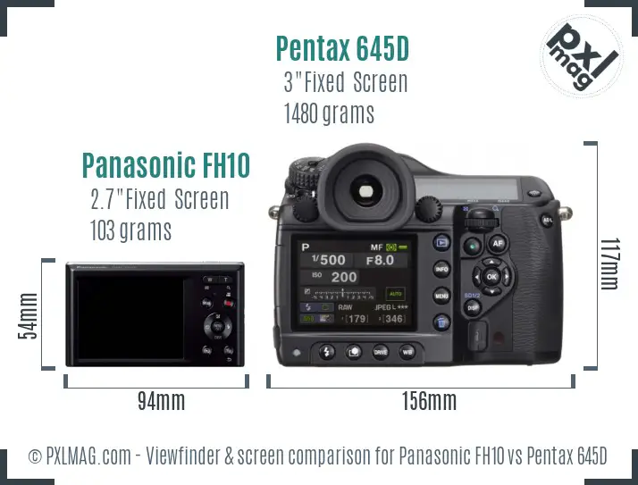 Panasonic FH10 vs Pentax 645D Screen and Viewfinder comparison