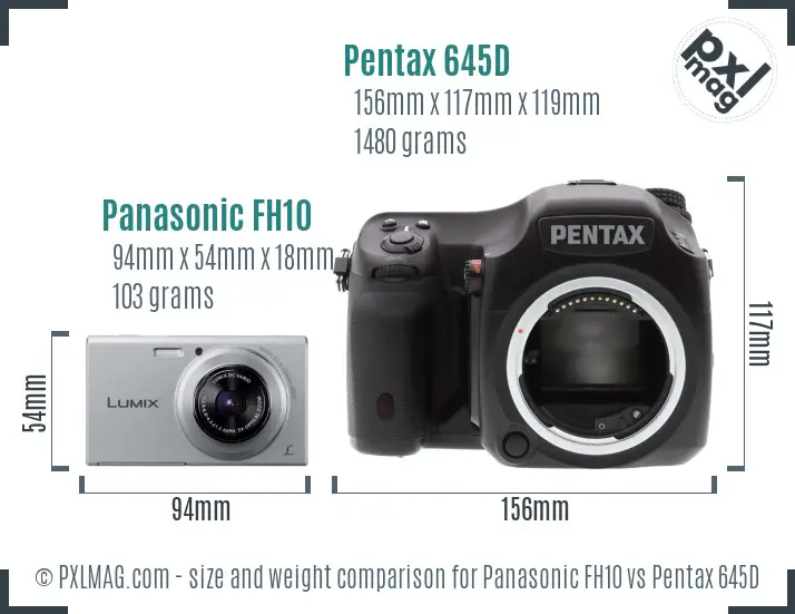 Panasonic FH10 vs Pentax 645D size comparison Panasonic FH10 vs Pentax 645D size comparison