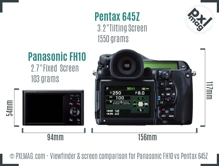 Panasonic FH10 vs Pentax 645Z Screen and Viewfinder comparison