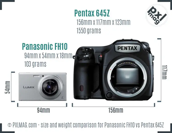 Panasonic FH10 vs Pentax 645Z size comparison