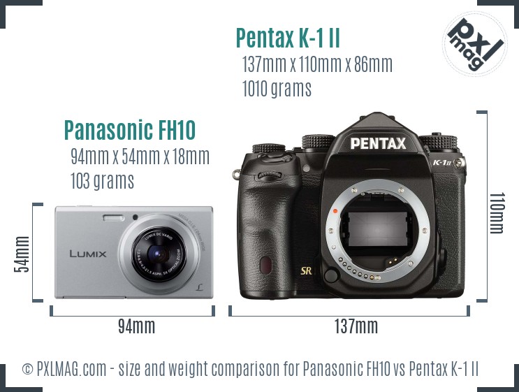 Panasonic FH10 vs Pentax K-1 II size comparison