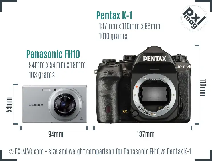 Panasonic FH10 vs Pentax K-1 size comparison