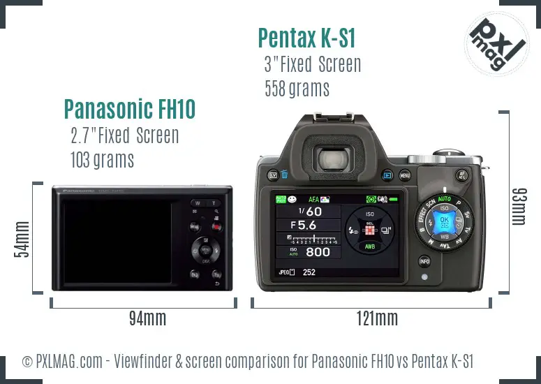 Panasonic FH10 vs Pentax K-S1 Screen and Viewfinder comparison