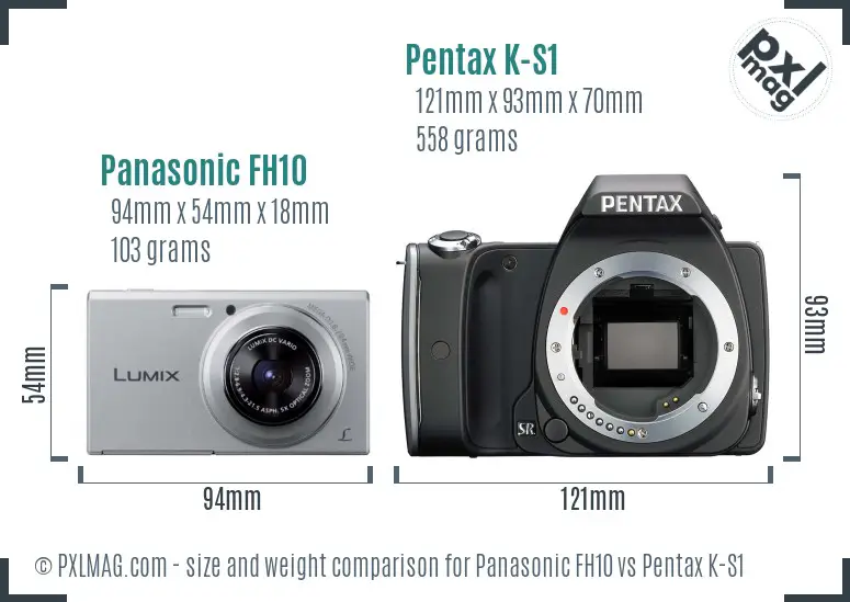 Panasonic FH10 vs Pentax K-S1 size comparison