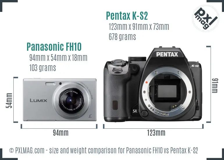 Panasonic FH10 vs Pentax K-S2 size comparison