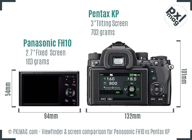 Panasonic FH10 vs Pentax KP Screen and Viewfinder comparison