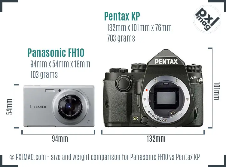 Panasonic FH10 vs Pentax KP size comparison