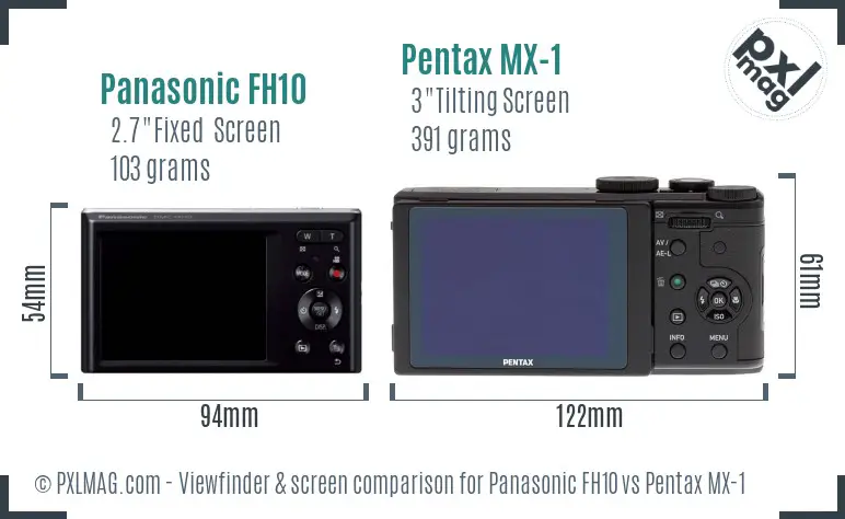 Panasonic FH10 vs Pentax MX-1 Screen and Viewfinder comparison
