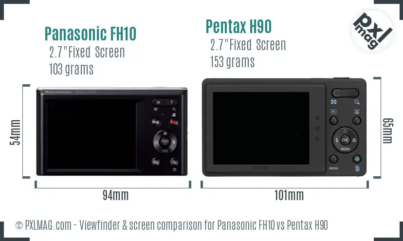 Panasonic FH10 vs Pentax H90 Screen and Viewfinder comparison