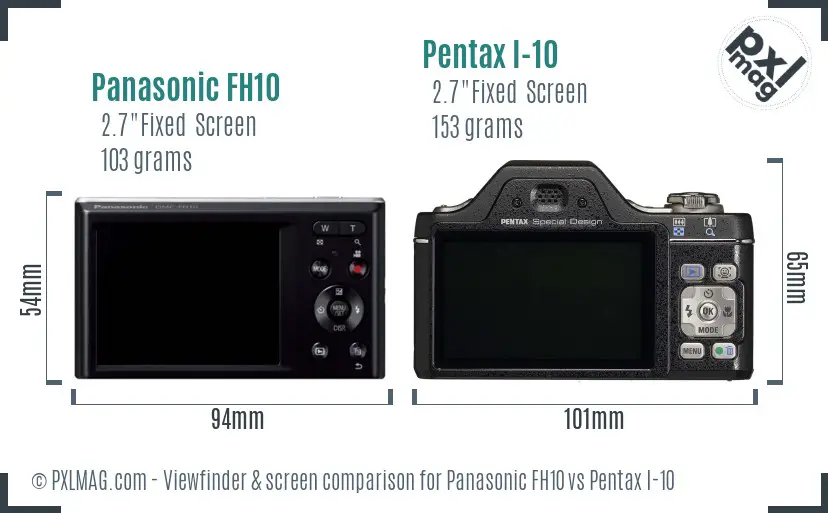 Panasonic FH10 vs Pentax I-10 Screen and Viewfinder comparison