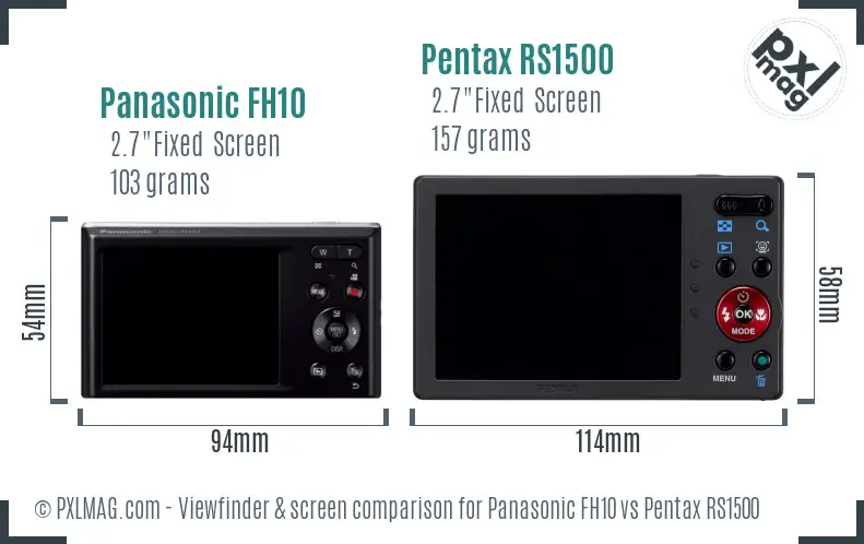 Panasonic FH10 vs Pentax RS1500 Screen and Viewfinder comparison