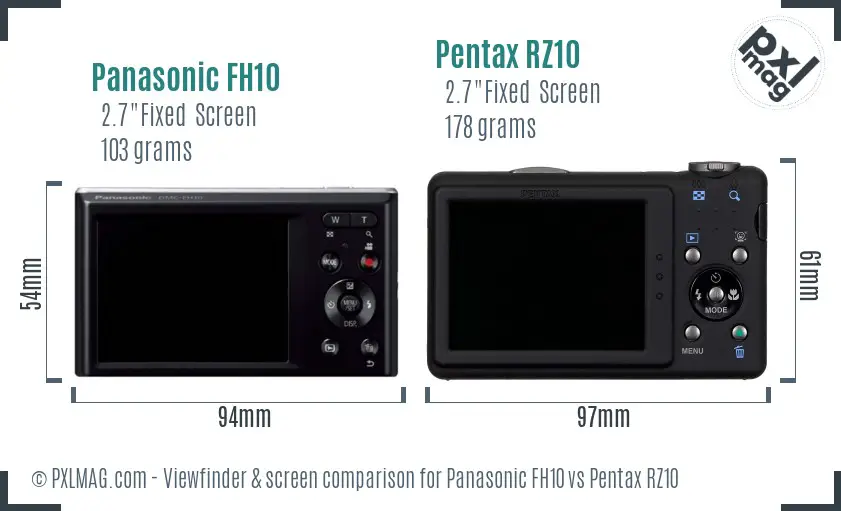 Panasonic FH10 vs Pentax RZ10 Screen and Viewfinder comparison