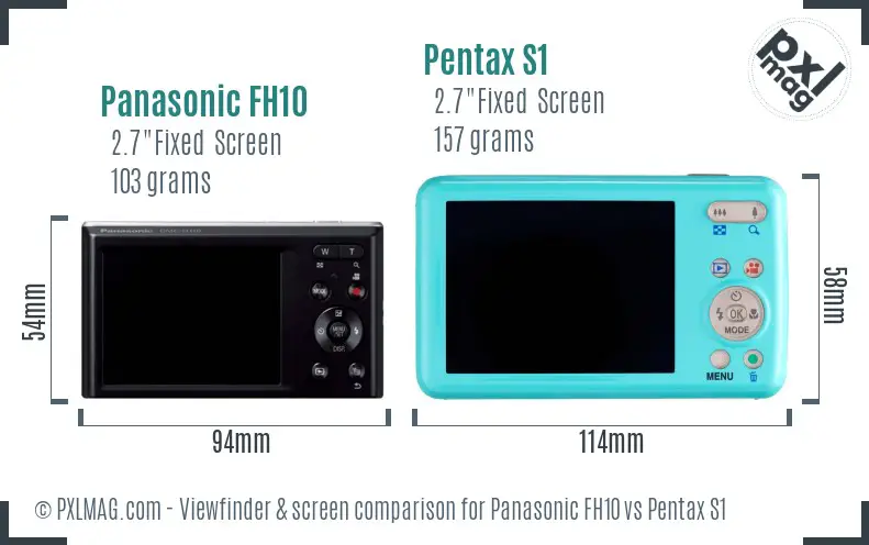 Panasonic FH10 vs Pentax S1 Screen and Viewfinder comparison