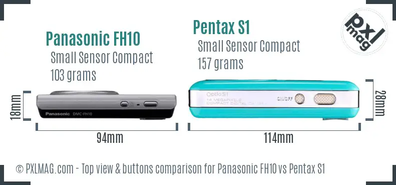 Panasonic FH10 vs Pentax S1 top view buttons comparison
