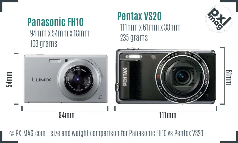 Panasonic FH10 vs Pentax VS20 size comparison