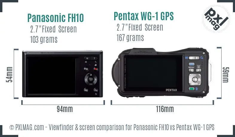Panasonic FH10 vs Pentax WG-1 GPS Screen and Viewfinder comparison