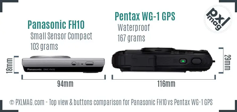 Panasonic FH10 vs Pentax WG-1 GPS top view buttons comparison