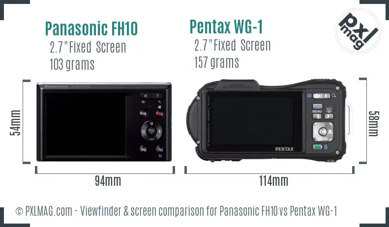 Panasonic FH10 vs Pentax WG-1 Screen and Viewfinder comparison