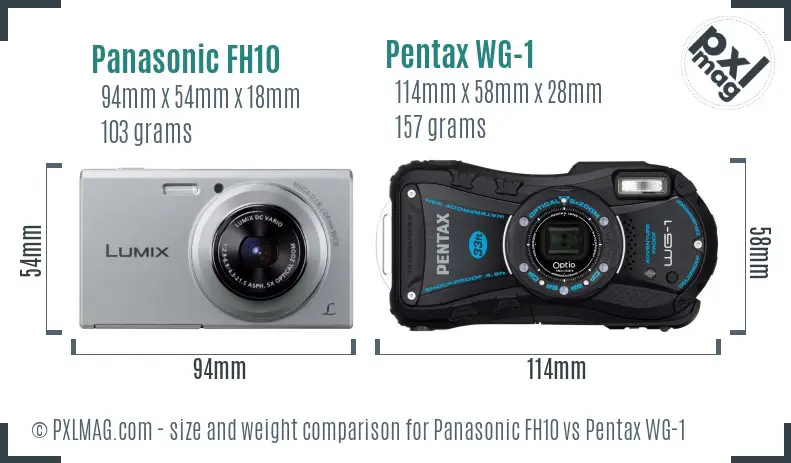 Panasonic FH10 vs Pentax WG-1 size comparison