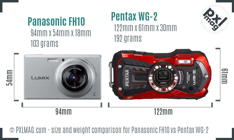 Panasonic FH10 vs Pentax WG-2 size comparison