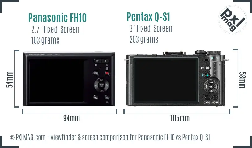 Panasonic FH10 vs Pentax Q-S1 Screen and Viewfinder comparison