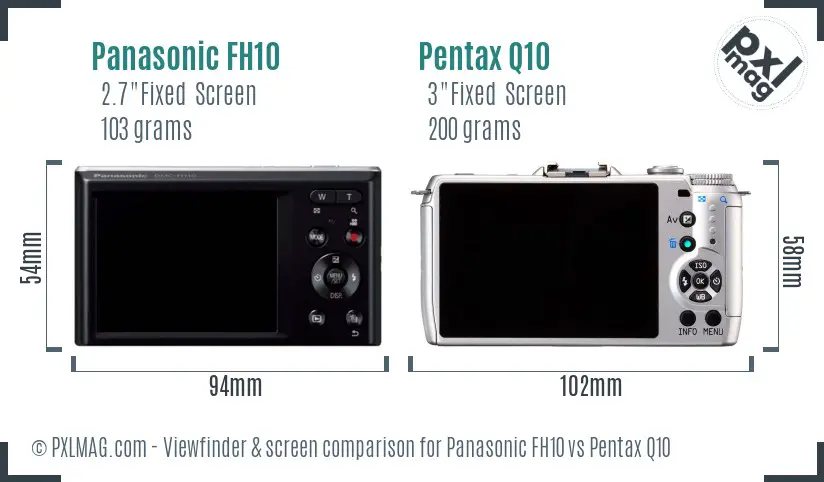 Panasonic FH10 vs Pentax Q10 Screen and Viewfinder comparison