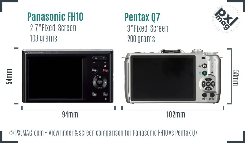 Panasonic FH10 vs Pentax Q7 Screen and Viewfinder comparison