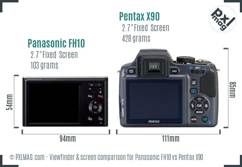 Panasonic FH10 vs Pentax X90 Screen and Viewfinder comparison Panasonic FH10 vs Pentax X90 Screen and Viewfinder comparison