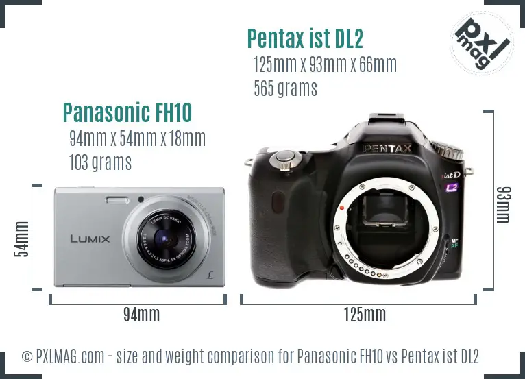 Panasonic FH10 vs Pentax ist DL2 size comparison