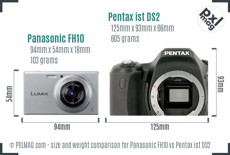 Panasonic FH10 vs Pentax ist DS2 size comparison