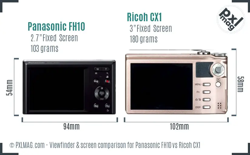Panasonic FH10 vs Ricoh CX1 Screen and Viewfinder comparison Panasonic FH10 vs Ricoh CX1 Screen and Viewfinder comparison