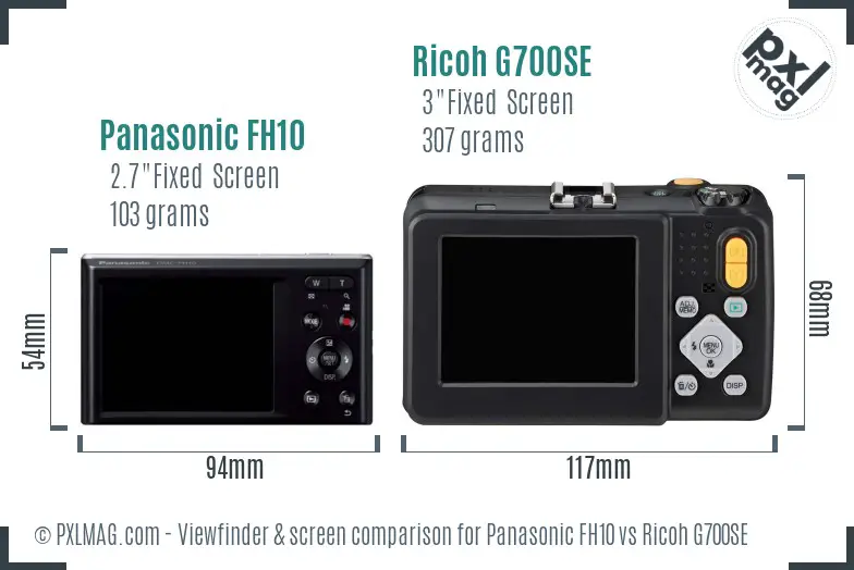 Panasonic FH10 vs Ricoh G700SE Screen and Viewfinder comparison