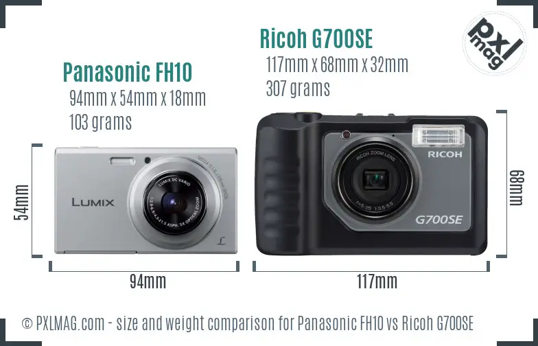 Panasonic FH10 vs Ricoh G700SE size comparison