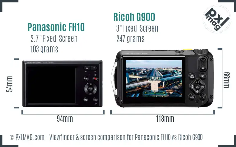 Panasonic FH10 vs Ricoh G900 Screen and Viewfinder comparison Panasonic FH10 vs Ricoh G900 Screen and Viewfinder comparison
