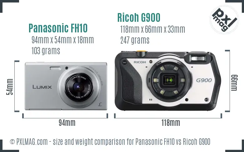Panasonic FH10 vs Ricoh G900 size comparison Panasonic FH10 vs Ricoh G900 size comparison