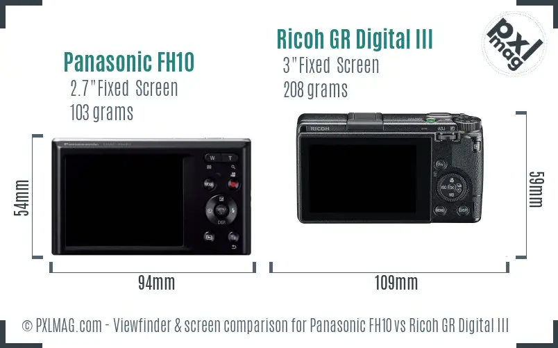 Panasonic FH10 vs Ricoh GR Digital III Screen and Viewfinder comparison Panasonic FH10 vs Ricoh GR Digital III Screen and Viewfinder comparison