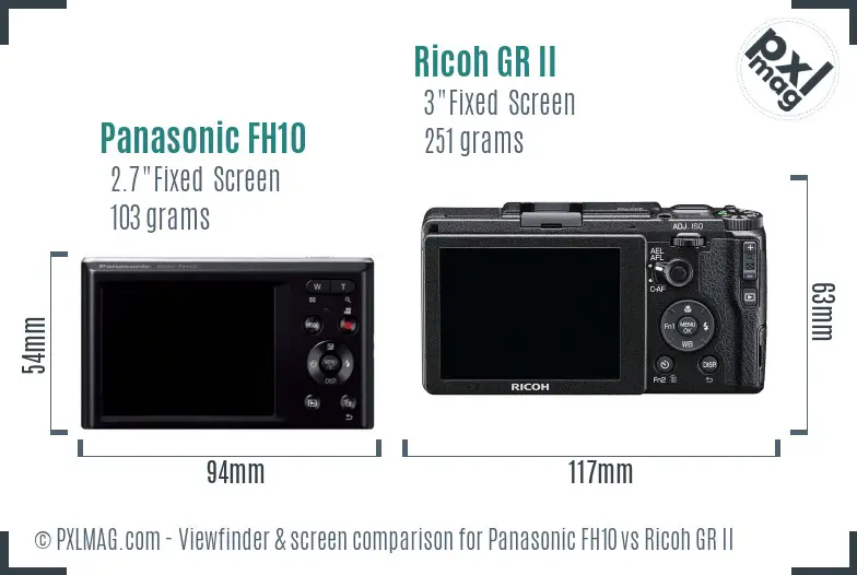 Panasonic FH10 vs Ricoh GR II Screen and Viewfinder comparison Panasonic FH10 vs Ricoh GR II Screen and Viewfinder comparison