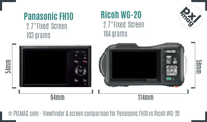 Panasonic FH10 vs Ricoh WG-20 Screen and Viewfinder comparison Panasonic FH10 vs Ricoh WG-20 Screen and Viewfinder comparison
